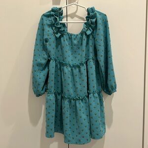 Cute turquoise dress with embroidery